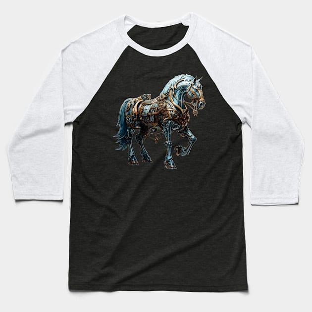 Steampunk Horse Animals Baseball T-Shirt by DesingHeven